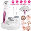 5 In 1 Electric Body Epilator Rechargeable Women\'s Grooming Kit Epilator Shaver Facial Brush Callus Remover 5-Point Massager with LED Light LED Displ