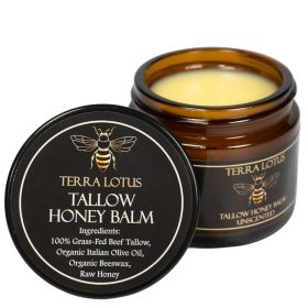 Organic Grass-Fed Beef Tallow Balm with Raw Honey - Moisturizing Cream for Soft, Smooth Skin - Handmade All-Natural Moisturizer (2 Oz, Lavender)