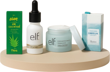 Glow Daily Essential Bundle (Select your first bundle item: Rude AloeMellow Gel Cleanser, Choose product 2: E.L.F. Booster Drops, Choose your moisturizer for item 3: E.L.F. Hello Hydration Face Cream, Ready for your final item: Hoygi Hyaluronic sunscreen)