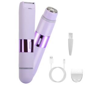 2 In 1 Bikini Trimmer for Women Dual Head Cordless Body Shaver IPX5 Waterproof Rechargeable Pubic Hair Razor Wet And Dry Use for Bikini Underarm Leg A (Option: WG_HairTrimmer(Purple)_GPCT5449)